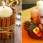 دیزاین شمع با چوب دارچین؛ ۱۵ ایده جذاب برای ساخت شمع دکوری خاص