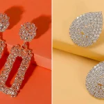 گوشواره نگین اتمی اروپایی مناسب استایل مجلسی و مهمانی گوشواره نگین اتمی اروپایی مناسب استایل مجلسی و مهمانی