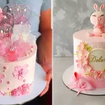 کیک تولد صورتی دخترانه مناسب جشن تولد سورپرایزی