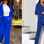 کت شلوار زنانه آبی زیبا شیک برای مهمانی های رسمی کت شلوار زنانه آبی زیبا شیک برای مهمانی های رسمی