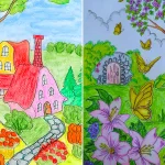 نقاشی مدادرنگی دبستان؛ ۱۵ عکس الهام‌بخش شاد برای تمرین رنگ‌آمیزی در خانه