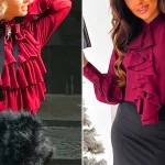 بلوز زرشکی شیک زنانه؛ ۱۵ مدل خاص خیره کننده برای استایل روزمره شیک و جذاب